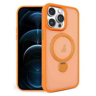 For iPhone 12 Pro Max 360 Degree Rotating MagSafe Magnetic Bracket Frosted Phone Case(Orange)