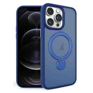 For iPhone 12 Pro 360 Degree Rotating MagSafe Magnetic Bracket Frosted Phone Case(Royal Blue)