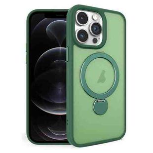 For iPhone 12 Pro 360 Degree Rotating MagSafe Magnetic Bracket Frosted Phone Case(Green)