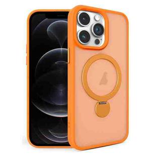 For iPhone 12 Pro 360 Degree Rotating MagSafe Magnetic Bracket Frosted Phone Case(Orange)