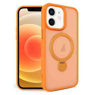 For iPhone 12 360 Degree Rotating MagSafe Magnetic Bracket Frosted Phone Case(Orange)