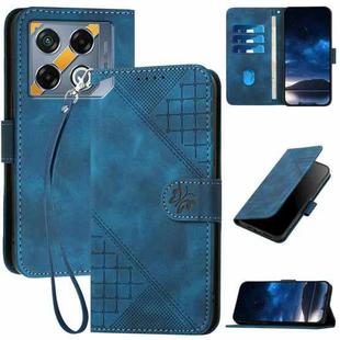 For Infinix GT 20 Pro 5G YX0080 Grid Butterfly Embossed Pattern Flip Leather Phone Case with Lanyard(Dark Blue)