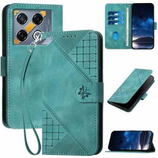 For Infinix GT 20 Pro 5G YX0080 Grid Butterfly Embossed Pattern Flip Leather Phone Case with Lanyard(Light Blue)