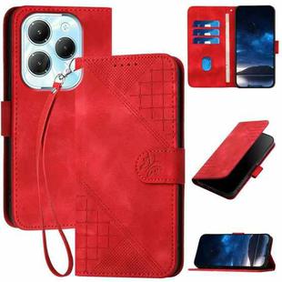 For Infinix Hot 40 Pro 4G YX0080 Grid Butterfly Embossed Pattern Flip Leather Phone Case with Lanyard(Red)