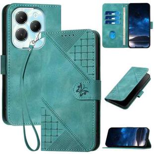 For Infinix Hot 40 Pro 4G YX0080 Grid Butterfly Embossed Pattern Flip Leather Phone Case with Lanyard(Light Blue)