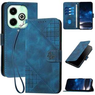 For Infinix Hot 40i 4G YX0080 Grid Butterfly Embossed Pattern Flip Leather Phone Case with Lanyard(Dark Blue)