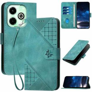 For Infinix Hot 40i 4G YX0080 Grid Butterfly Embossed Pattern Flip Leather Phone Case with Lanyard(Light Blue)