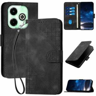 For Infinix Smart 8 Pro 4G YX0080 Grid Butterfly Embossed Pattern Flip Leather Phone Case with Lanyard(Black)