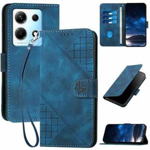 For Infinix Note 30 4G YX0080 Grid Butterfly Embossed Pattern Flip Leather Phone Case with Lanyard(Dark Blue)