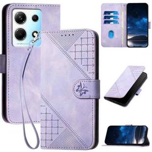 For Infinix Note 30 4G YX0080 Grid Butterfly Embossed Pattern Flip Leather Phone Case with Lanyard(Light Purple)