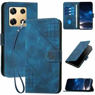 For Infinix Note 30 Pro YX0080 Grid Butterfly Embossed Pattern Flip Leather Phone Case with Lanyard(Dark Blue)