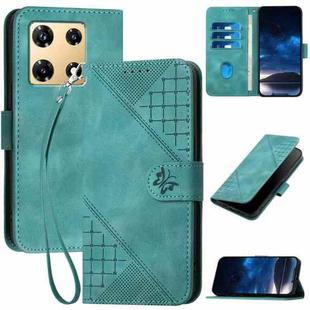 For Infinix Note 30 Pro YX0080 Grid Butterfly Embossed Pattern Flip Leather Phone Case with Lanyard(Light Blue)