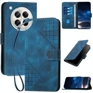 For Infinix Zero 40 4G / Zero 40 5G YX0080 Grid Butterfly Embossed Pattern Flip Leather Phone Case with Lanyard(Dark Blue)