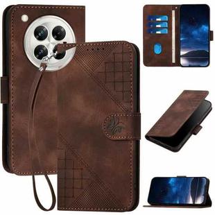 For Infinix Zero 40 4G / Zero 40 5G YX0080 Grid Butterfly Embossed Pattern Flip Leather Phone Case with Lanyard(Coffee)