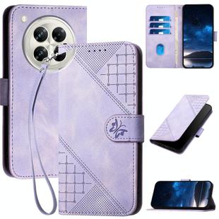 For Infinix Zero 40 4G / Zero 40 5G YX0080 Grid Butterfly Embossed Pattern Flip Leather Phone Case with Lanyard(Light Purple)