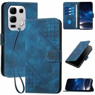For Infinix Note 50x Grid Butterfly Embossed Pattern Leather Phone Case with Lanyard(Dark Blue)