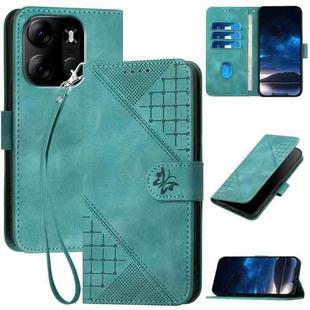 For Tecno Spark Go 2023 YX0080 Grid Butterfly Embossed Pattern Flip Leather Phone Case with Lanyard(Light Blue)