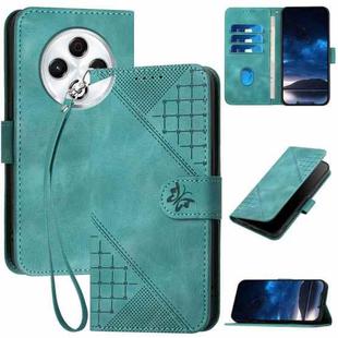 For Tecno Spark 30 4G Grid Butterfly Embossed Pattern Leather Phone Case with Lanyard(Light Blue)