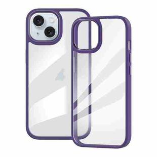 For iPhone 15 Gold Shield 2 in 1 PC + TPU Shockproof Phone Case(Dark Purple)