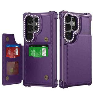 For Samsung Galaxy S24 Ultra 5G Diamond Horizontal Card Bag Leather Phone Case(Purple)