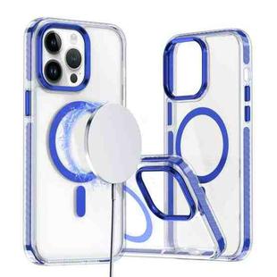 For iPhone 14 Pro Max Two-color TPU Hybrid PC MagSafe Phone Case(Blue)