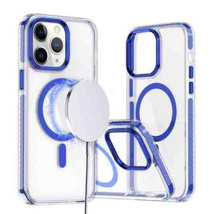 For iPhone 11 Pro Max Two-color TPU Hybrid PC MagSafe Phone Case(Blue)