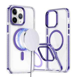 For iPhone 11 Pro Max Two-color TPU Hybrid PC MagSafe Phone Case(Purple)