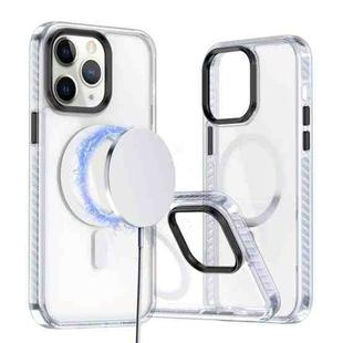 For iPhone 11 Pro Max Two-color TPU Hybrid PC MagSafe Phone Case(White)