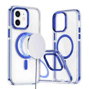 For iPhone 11 Two-color TPU Hybrid PC MagSafe Phone Case(Blue)