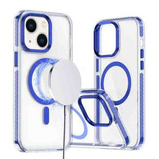 For iPhone 14 Plus Two-color TPU Hybrid PC MagSafe Phone Case(Blue)