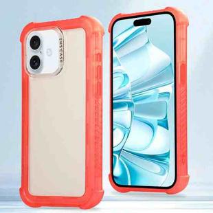 For iPhone 16 Plus Transparent Matte TPU Hybrid PC 3-in-1 Phone Case(Orange)