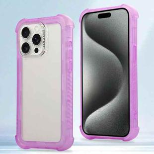 For iPhone 15 Pro Max Transparent Matte TPU Hybrid PC 3-in-1 Phone Case(Purple)