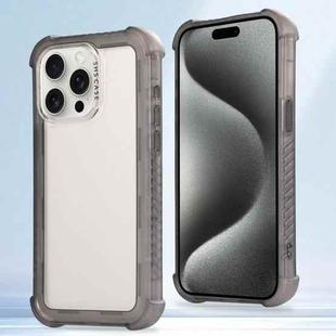 For iPhone 15 Pro Max Transparent Matte TPU Hybrid PC 3-in-1 Phone Case(Grey)