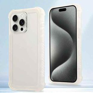 For iPhone 15 Pro Max Transparent Matte TPU Hybrid PC 3-in-1 Phone Case(White)