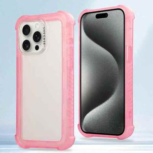 For iPhone 15 Pro Max Transparent Matte TPU Hybrid PC 3-in-1 Phone Case(Pink)