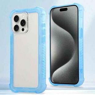 For iPhone 15 Pro Transparent Matte TPU Hybrid PC 3-in-1 Phone Case(Blue)