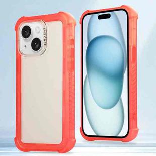 For iPhone 15 Plus Transparent Matte TPU Hybrid PC 3-in-1 Phone Case(Orange)