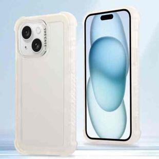 For iPhone 15 Plus Transparent Matte TPU Hybrid PC 3-in-1 Phone Case(White)