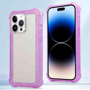 For iPhone 14 Pro Transparent Matte TPU Hybrid PC 3-in-1 Phone Case(Purple)