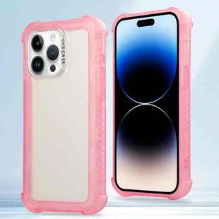 For iPhone 14 Pro Max Transparent Matte TPU Hybrid PC 3-in-1 Phone Case(Pink)