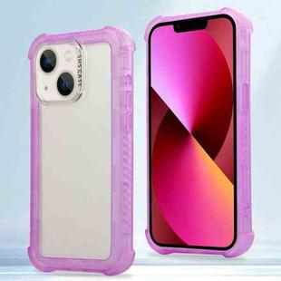 For iPhone 13 Transparent Matte TPU Hybrid PC 3-in-1 Phone Case(Purple)