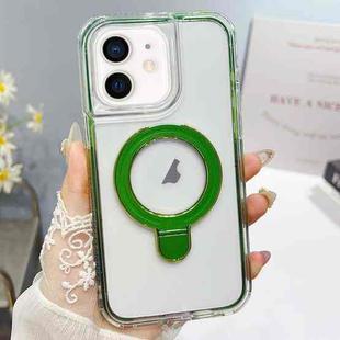 For iPhone 12 / 12 Pro Translucent 3 in 1 Holder MagSafe Phone Case(Green)