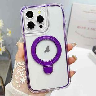 For iPhone 13 Pro Translucent 3 in 1 Holder MagSafe Phone Case(Purple)