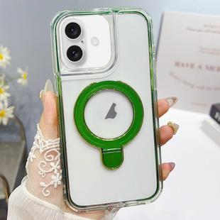 For iPhone 16 Translucent 3 in 1 Holder MagSafe Phone Case(Green)