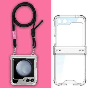 For Samsung Galaxy Z Flip5 GKK Airbag Hinge Full Coverage Phone Case with Crossbody Rope(Black)