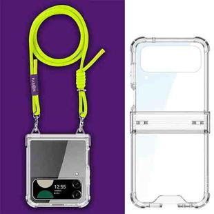 For Samsung Galaxy Z Flip4 GKK Airbag Hinge Full Coverage Phone Case with Crossbody Rope(Yellow)