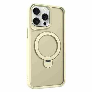 For iPhone 15 Pro Invisible Fulcrum Holder MagSafe Phone Case(Beige)