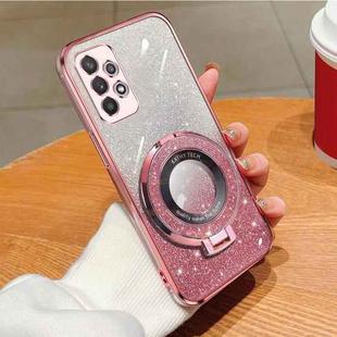 For Samsung Galaxy A32 Plated Gradient Glitter Round Holder TPU Phone Case(Pink)