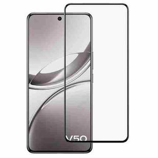 For vivo V50 Full Glue 9H HD 3D Curved Edge Tempered Glass Film(Black)