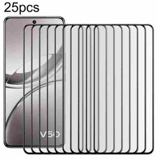 For vivo V50 25pcs Full Glue 9H HD 3D Curved Edge Tempered Glass Film(Black)